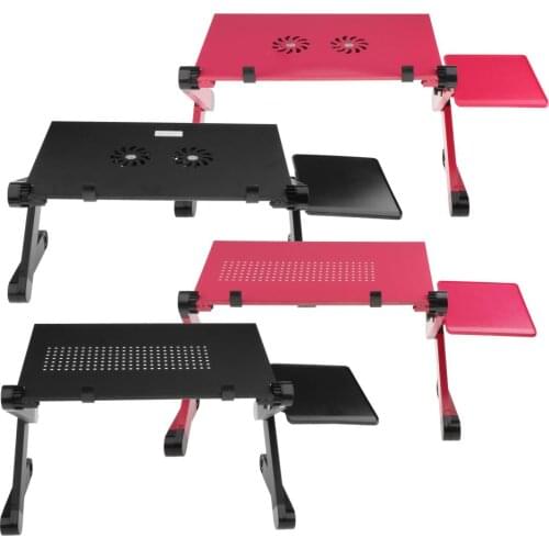 Adjustable Laptop Stand Foldable Aluminum Laptop Desk Cooling Fan Mouse Pad for Bed Sofa & Couch Lap Tray