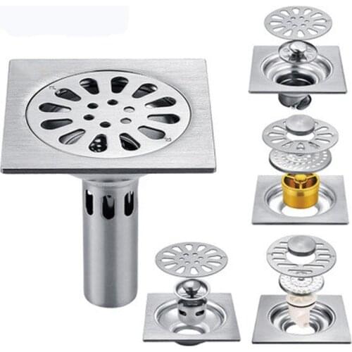 1pcs Anti-odor stainless steel bathroom shower drain siphon drain mesh sink strainer garage floor shower hair strainer
