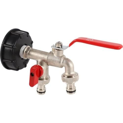 LBER Double Tap 1000 Liter IBC Water Tank Connector Adapter Tap Replacement Rainwater Tank Adapter for Home Garden Water Connect