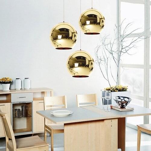 Modern Lighting Fixtures Globe Pendant Lights Copper Glass Mirror Ball Hanging Lamp Kitchen Glass Lamp Fixtures Hanging Lighting