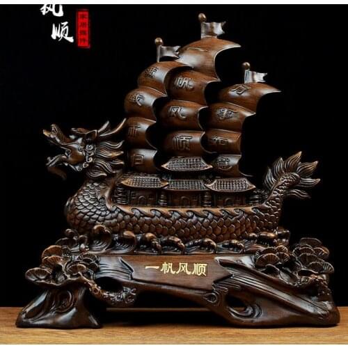 Statue arts Smooth sailing Dragon boat living room wine cabinet Office Living cabinet decoration opening gift animal head
