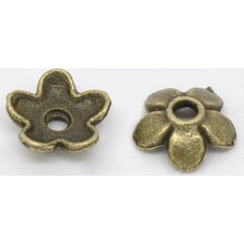 Lovely 400 Bronze Tone Flower Bead Caps Findings 6.5x6.5mm (B12801)
