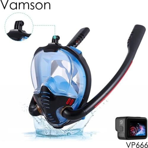 Vamson for Go Pro 9 8 7 6 Action Camera Underwater Mount Accessories Swimming Diving Mask Double Breathing Tube Anti Fog VP666