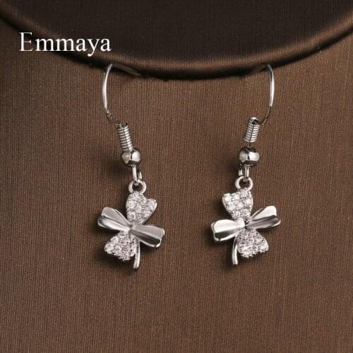 Emmaya New Fashion Shiny White Color Earring Cute Flower Shape For Women&Girls Cubic Zircon Exquisite Jewelry Wedding Party