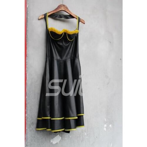 Female 's Latex dress with High Quality Level Latex rubber bra with underwire Real Photo