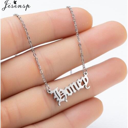 2020 Fashion Gothic Girls Stainless Steel Angel Letter Necklace Women Old English Necklaces Babygirl Princess Honey Choker Gift