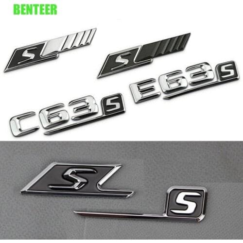 ABS S Badge Car Rear Emblem For Mercedes Benz W117 Cla45 W205 C63S E63S W212 W207 W176 A45 W156 Gla45 W204 AMG