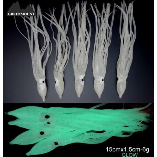 1piece Glow fishing lure soft octopus 15cmx6g