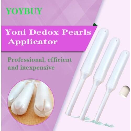 100 pcs Yoni Detox pearl Applicator Medical Plastic Organic Cotton Pearl feminine Vaginal Tightening Tampon Applicator for women