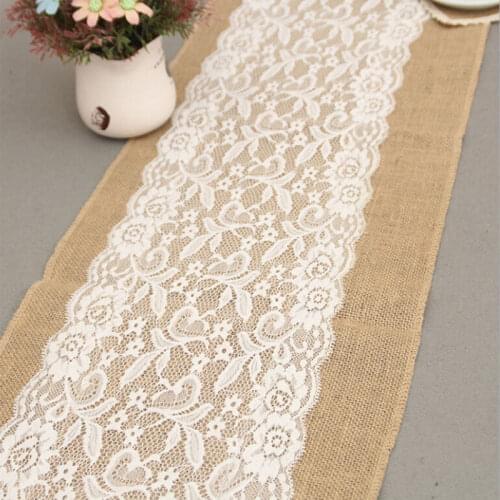 108*30cm Natural Vintage Jute Linen Hessian Burlap Table Cloth Runner Country Event Wedding Decoration Party Decor Supplies