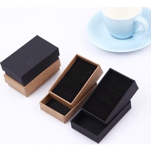 New 20Pcs Brown/Black Kraft Paper Jewelry Packaging Boxes Necklace Pendant Earrings JewellryGift PAckage Box Case Storage