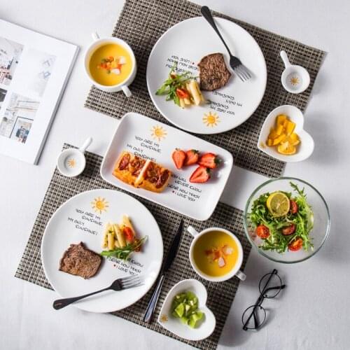 2019 Fashion Steak Plate Set Creative Ceramics Household Steak Knife Fork Dinner Plate Set Western Tableware Set Western Dishes