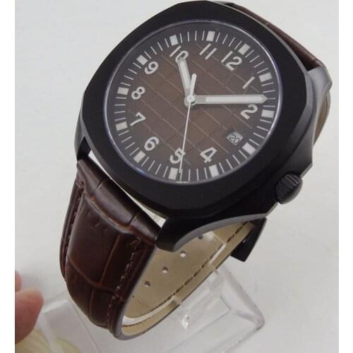 40MM Brlwon Sterile Dial Date PVD Coated Sapphire Glass Square Luminous MIYOTA 8215 Automatic Movement Mens Watch