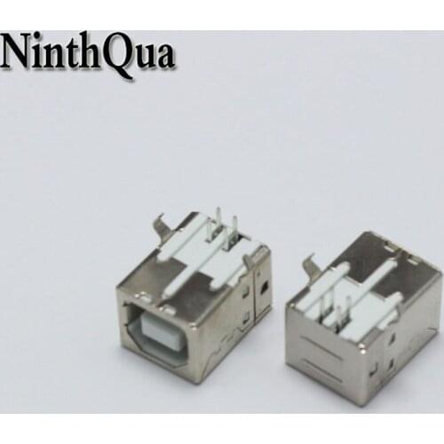 5pcs USB Type B Female Plug Jack Printer D Shape Interface Connector 90 Degrees Curved Pin Socket