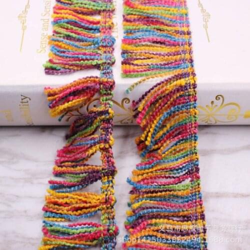 5 yards Colorful Wool Tassle Trims Ribbon for DIY Ethnic Clothing Luggage Curtain Trims Craft Accessories