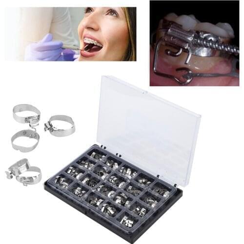 80 Pcs Stainless Steel Dental Straight Wire Bow Belt Ring Orthodontic Tube Molar Band Set Teeth Accessories 20 Different Sizes