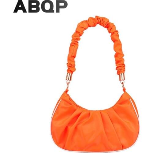ABQP Women Baguette Bag Small Mini Handbags For Girls Solid Nylon Female Shoulder Bag Summer Girls Baguette Bags