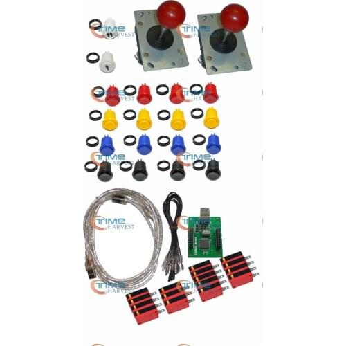 Arcade USB Joystick Kit With Zippyy Joystick American Buttons Microswitches 2P USB Board to Build Up Arcade Machine By Yourself