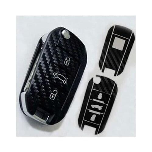Car-styling new Carbon Fiber Key sticker Chain Protective Cover Sticker Peugeot Key sticker for Peugeot 508 3008 301 2008