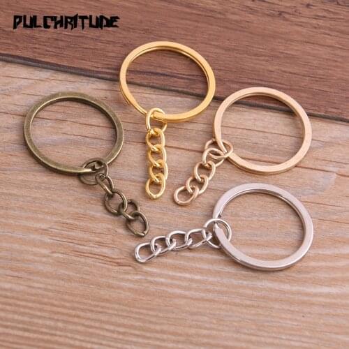 10pcs Key Ring Key Chain 4 Colors Plated 25mm Long Round Split Keychain Keyrings Wholesale