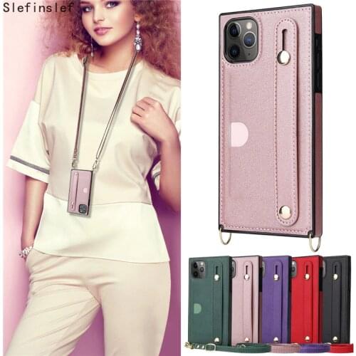 Fashion Lady Crossbody Leather Case For iPhone 11 Pro XS Max XR X 10 SE 2020 7 8 6 6S Plus Etui Wristband Bracket Cover Coque