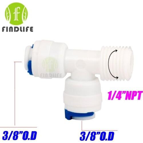 Water Filter Parts 5 PCS T Typle 3/8" OD Tube 1/4"NPT BSP right male Quick Connector Aquarium Reverse Osmosis System 7546