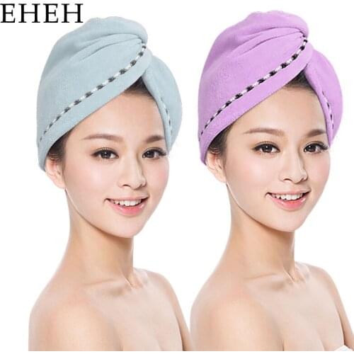 EHEH 2 pcs Lady quick drying Hat Microfiber spa shower cap bath drying hair towel Super Absorbent Bath Turban