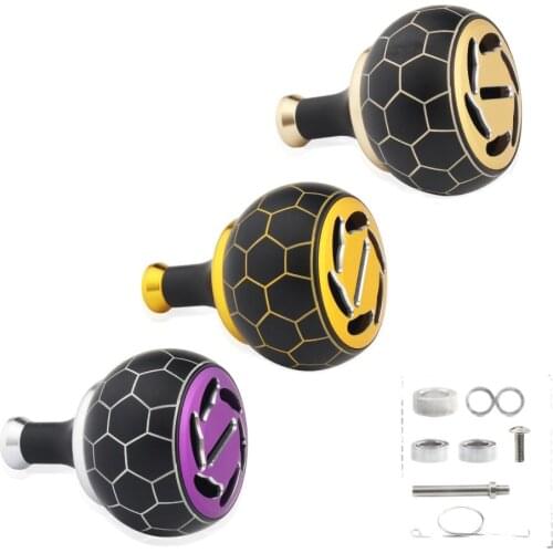 EKfan 1 set 38MM Alloy Alluminum Fishing Handle Knob Pack With Shaft Bearing Gasket For Da & Shi reel parts