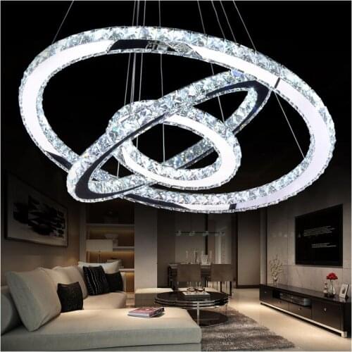 Hot sale Diamond Ring LED Crystal Pendant Light Modern LED bar decor Lighting Circles Hanging Lamp 100% Guarantee