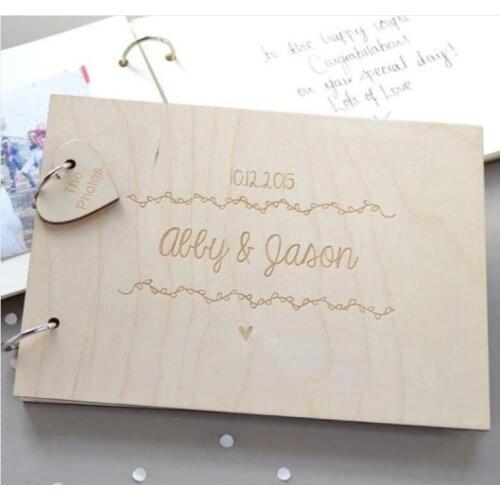 Customized wooden wedding guest book guest signature book souvenir banquet party sign in guest book
