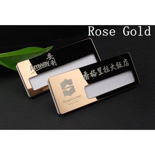 10pcs custom id badge engraved laser reusable name tag magnet employee stainless steel name badge holder