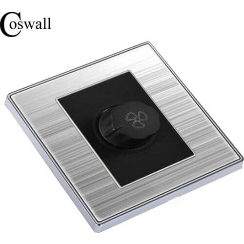 Luxury Fan Speed Controller Wall Switch Interruptor Brushed Silver Stainless Steel Panel Power Conmutador 10A AC 110~250V