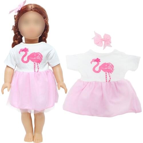 Handmade Doll Dress Short Skirt + Hairpin Bow Headwear Daily Casual Wear Clothes for American 18 Inch Doll Accessories Girl