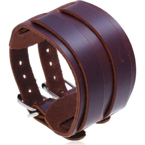 LETAPI 2021 New Fashion Black Brown Leather Bracelet for Men Punk Vintage Wristband Bangles Male Trendy Jewelry High Quality