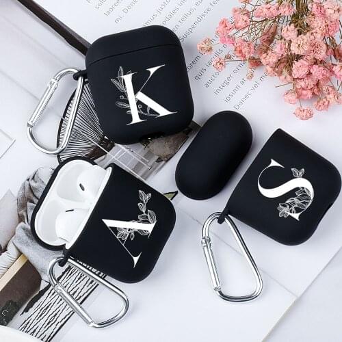 24 white letters Matte Black Silicone Earphone Case Suitable for Apple Airpods Case 1 2 Englishr Wireless Accessory TPU Case