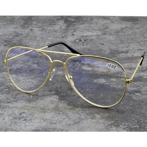 Men Women Progressive Double Bridged Aviation Style Reading Glasses See Far and See Near +1 to +4