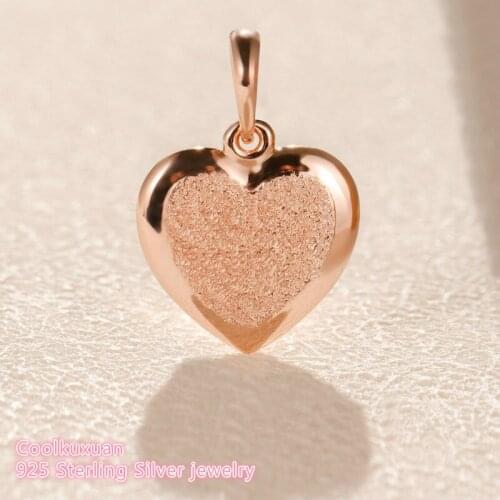 Spring 100% 925 Sterling Silver Matte Brilliance Heart Pendant, Rose gold beads Fits Original Pandora bracelets Jewelry diy