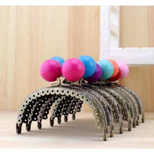 K154-B antique brass arc-shaped semicircle 8.5CM Embossing lace Thicken Candy beads head Metal Purse frame Kiss Clasp 5pcs/lot