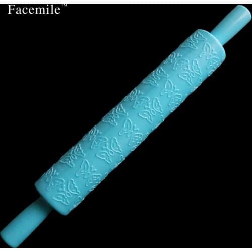 Fondant Ribbon Stripe Bow Cutter Roller Pin Butterfly Embosser Decorating Cake Paste Dough Plastic Compact DIY Tool 04002 Gift