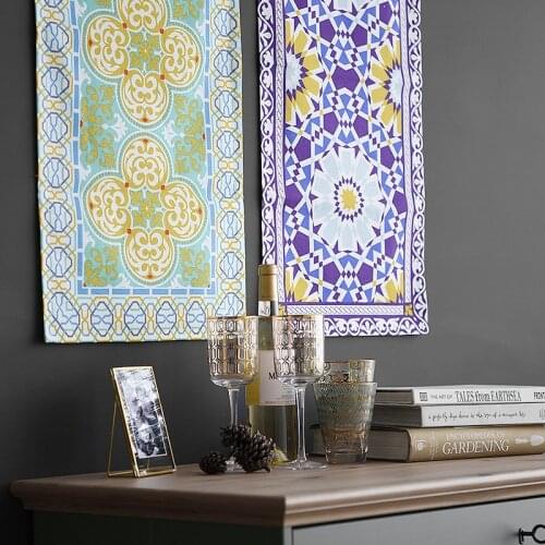 Floral Cotton Linen Placemat Napkin Fabric Tea Towel Tablecloth Refrigerator Table Cover Towel Hanging Picture Decoration