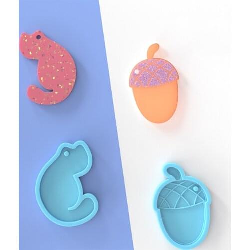 DIY Cartoon Epoxy Mould Jewelry Silicone Mould DIY Production Of Pendants Keychain Accessories With Holes Manual Bag Pendants