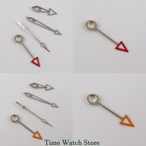 New Arrival Silver Watch Hands Parts GMT Function Fit For Mingzhu 3804 Miyota8215 821A Automatic Movement Red Orange 2 Colors