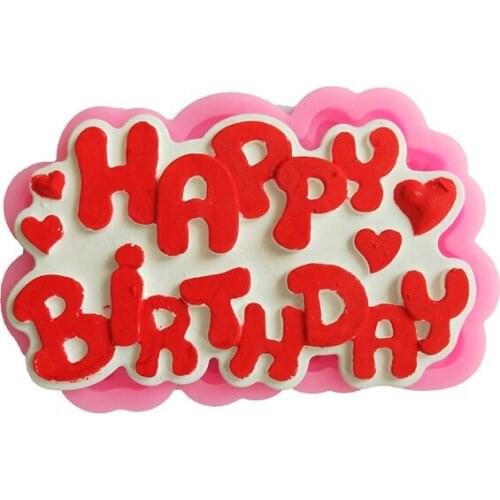 Happy Birthday Letters Fondant Silicone Mold Gummy Chocolate Mold Kitchen Cooking Cake Decorating Tools