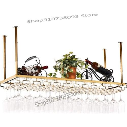 European style stainless steel wine rack hanging upside down household ceiling racks bar counter wine glass rack creative goblet
