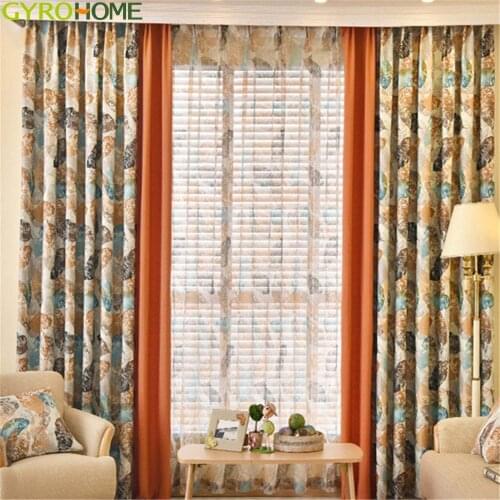 American Country Style Vintage Leaves Curtains For Living Room Shading Window Bedroom Drapes