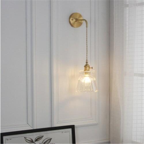 Japan Style With Switch Copper Edison Wall Sconce Glass Bedside Wall Lamp Industrial Vintage LED Wall Light For Home Lighting