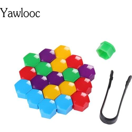Yawlooc 20Pcs Car Wheel Nut Caps Auto Hub Screw Cover 17mm Bolt Rims Exterior Decoration Special Socket Protection Dust Proof
