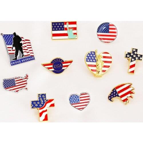 American flag national emblem map army badge metal brooch eagle statue of liberty logo logo pin mens clothing lapel accessories