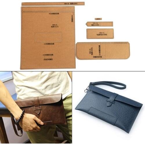 1 Set Of Handmade Leather Mens Handbag Wallet Sewing Pattern Hard Kraft Paper Stencil Template 27.5cm*16cm*2.5cm
