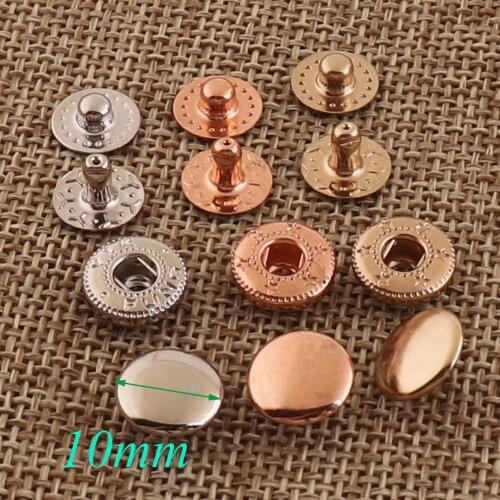 10-100 units,Silver/Rose Gold/PALE Gold Snap Button Set,10mm Round Square Buttons Snaps Popper,Metal Plated Snap Buttons